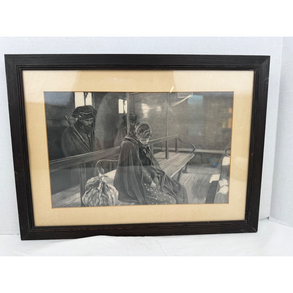 Vintage Framed Print Black and White Gallery Wall‎ Art 18x12 Cottage Granny
